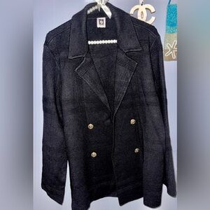 Elegant Anne Klein Cardigan Sweater RP$119 New Super Soft Black Sz M-fits like L